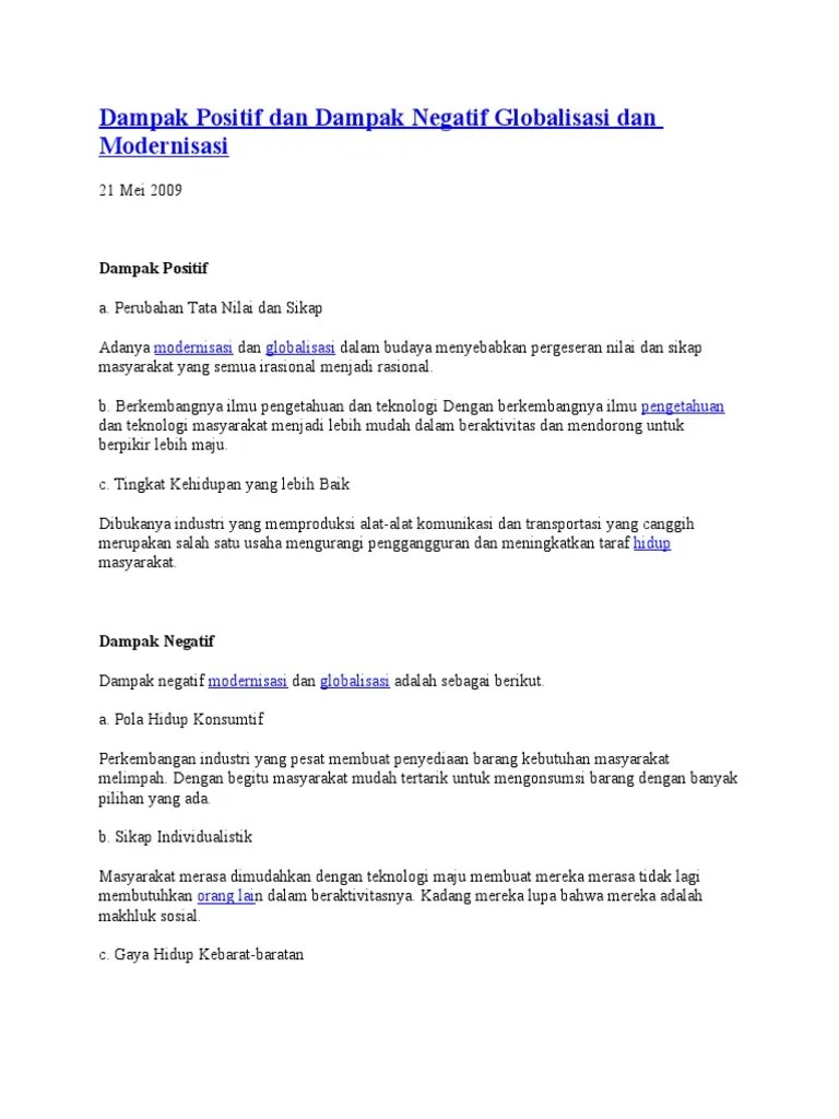 Modernisasi Dan Globalisasi Adalah