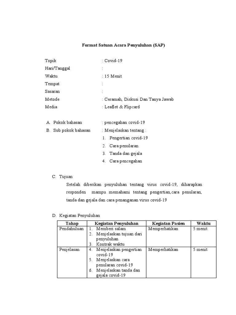 Format Satuan Acara Penyuluhan (SAP) | PDF