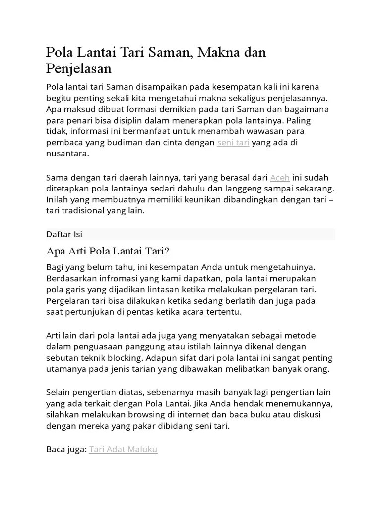 Tari Saman Gambar Pola Lantainya – VisitBandaAceh.com