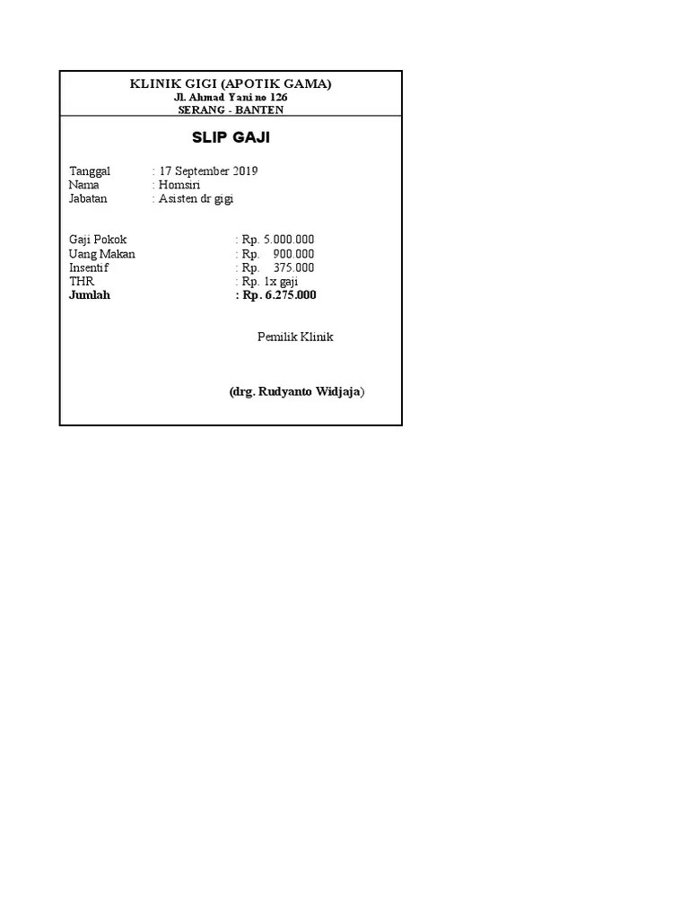 Akan buka pukul 10.00 besok. Contoh Slip Gaji