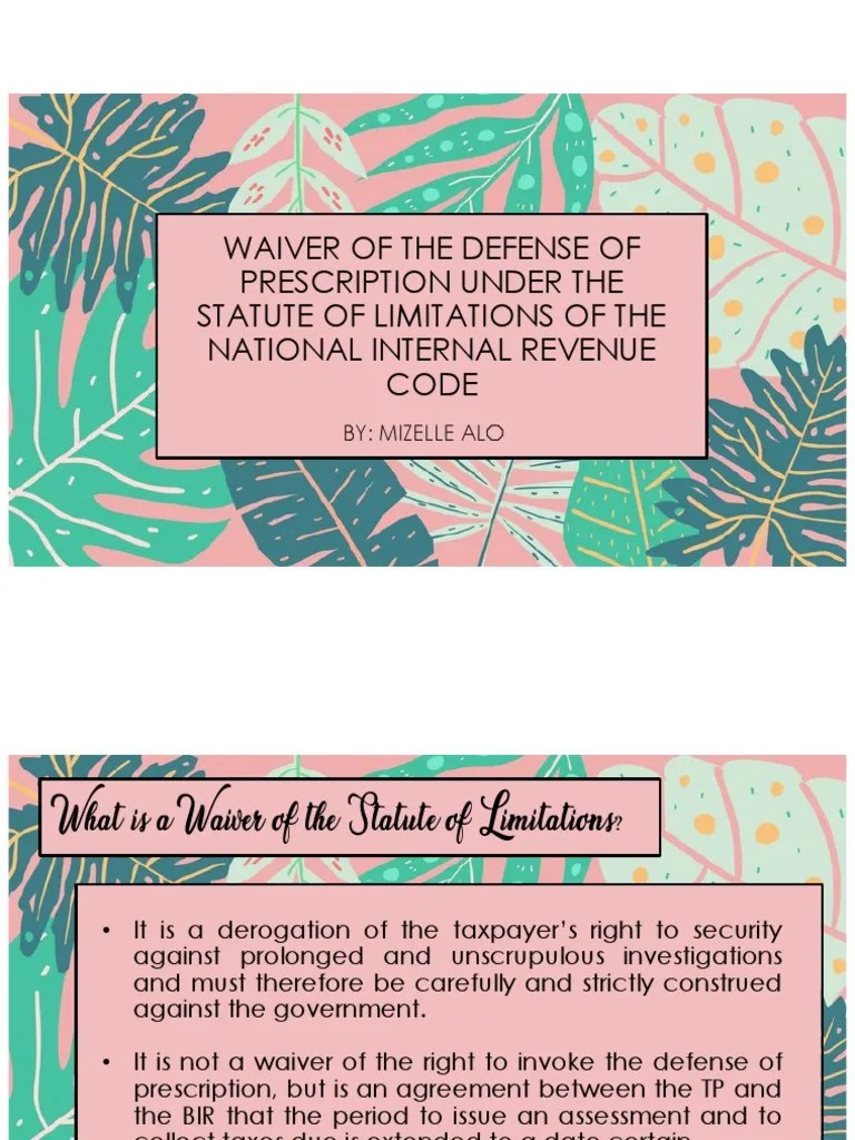 ALO WAIVERfinal PDF Internal Revenue Service Statute Of Limitations