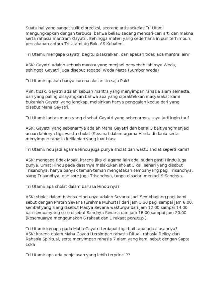 Dialog Tri Utami Tentang Gayatri Mantra | PDF