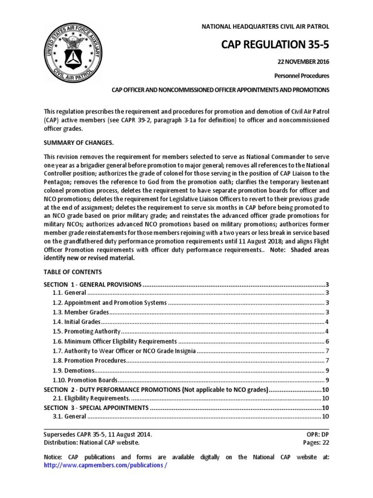 CAP Regulation 355 11/22/2016 PDF Commander Civil Air Patrol