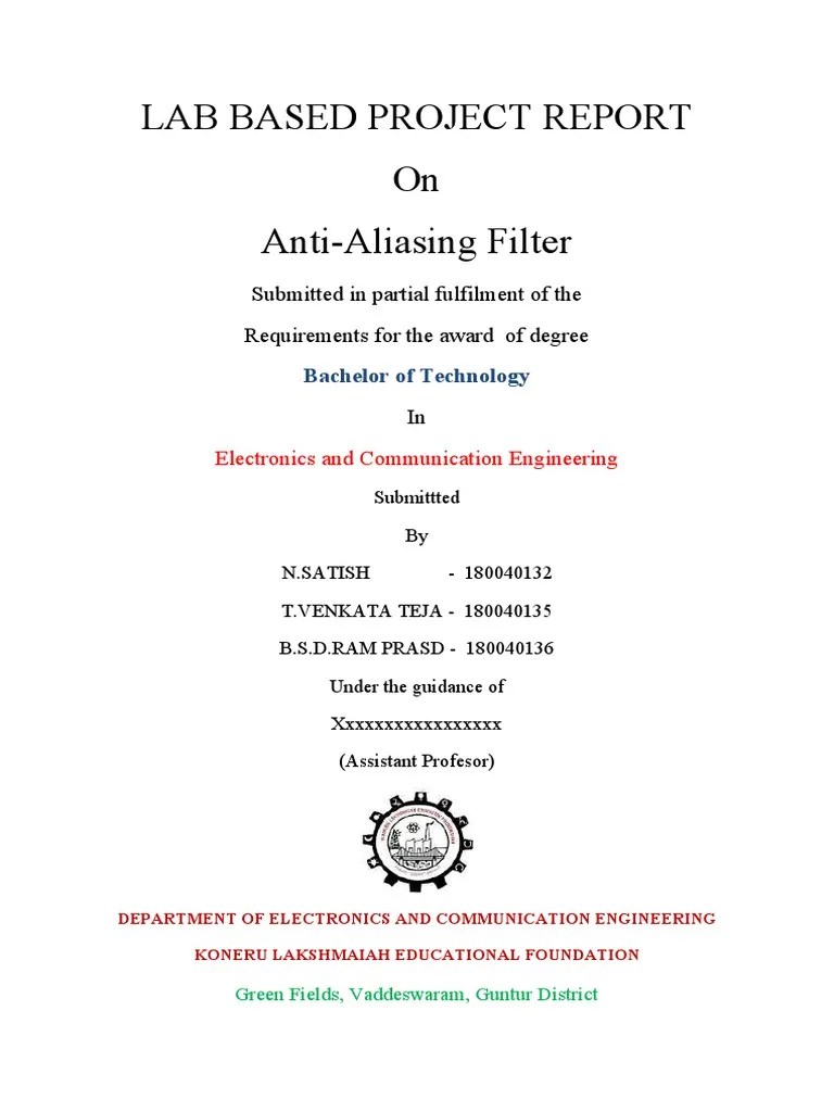 Lab Based Project Report PDF Sampling (Signal Processing) Low