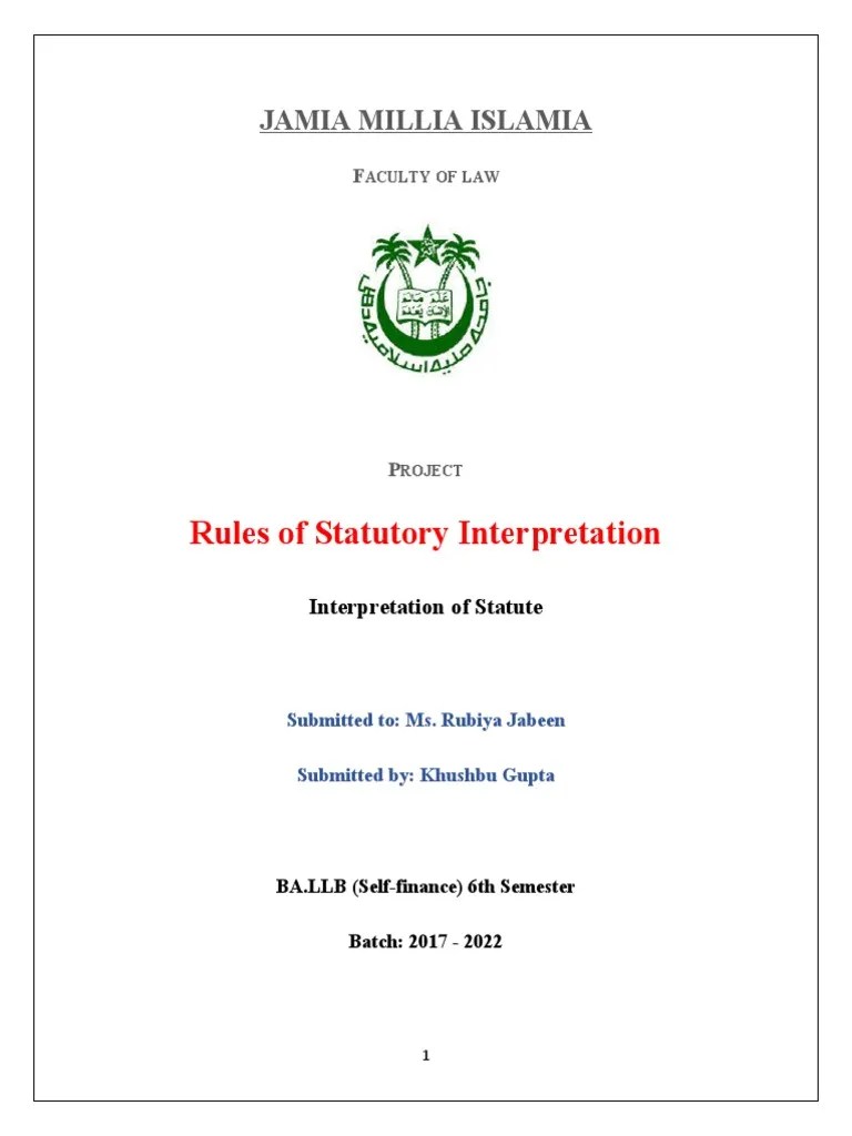Interpretation of Statute PDF Plain Meaning Rule Statutory