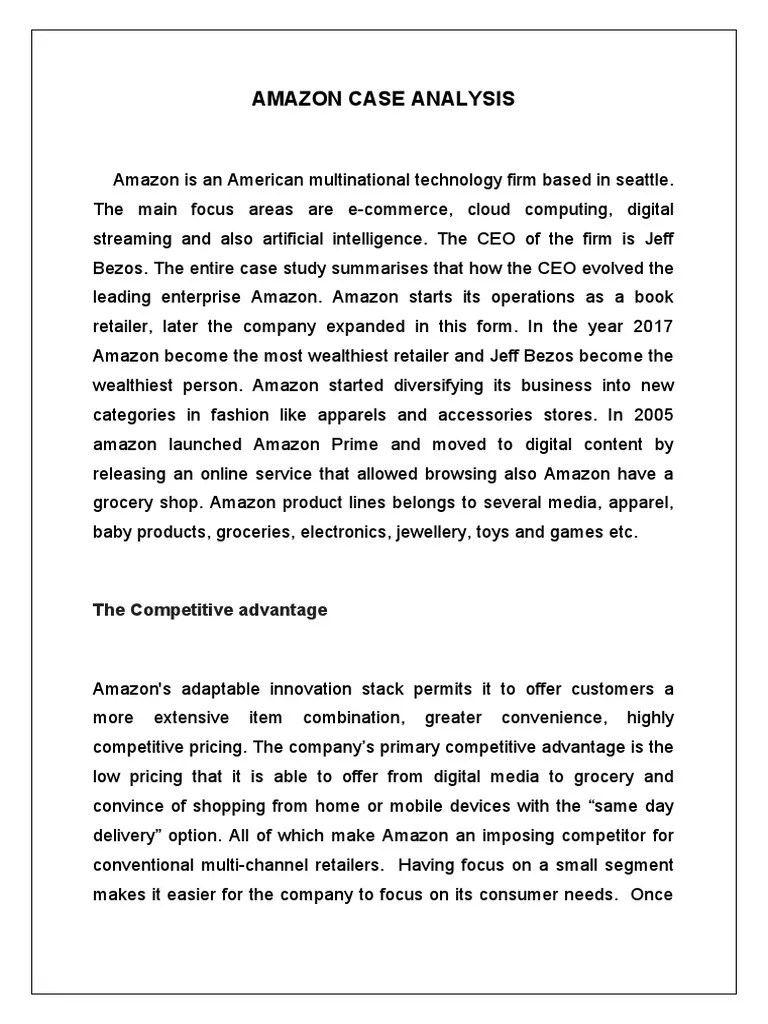 Amazon Case Analysis PDF Alibaba Group Retail