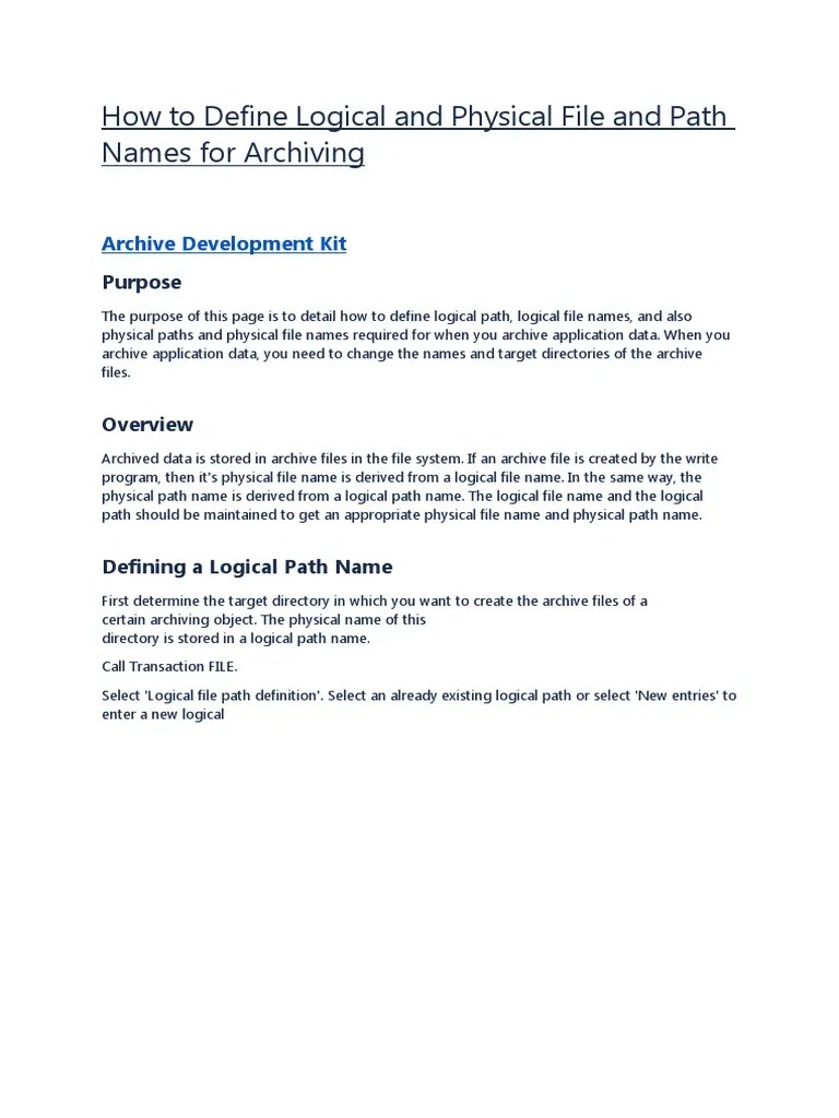 Guidelines for Defining Logical and Physical Path and File Names for