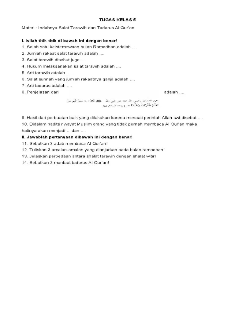 TUGAS KELAS 5 (Pai) | PDF