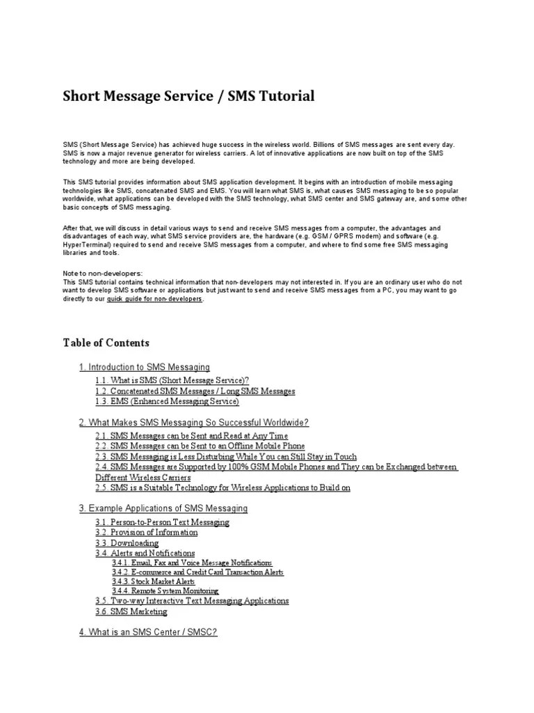 Short Message ServiceSMS Tutorial
