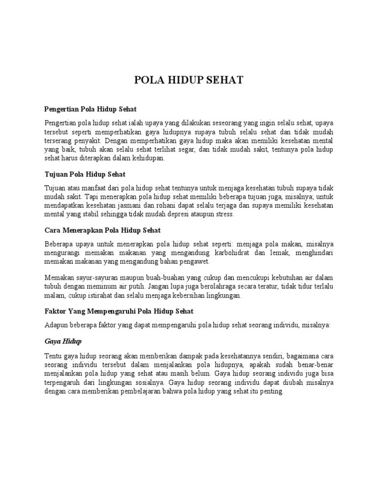 Pengertian Pola Hidup Sehat | PDF