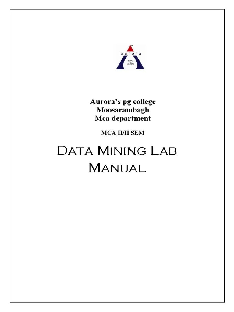 Data Mining Lab Manual PDF Cluster Analysis Statistical
