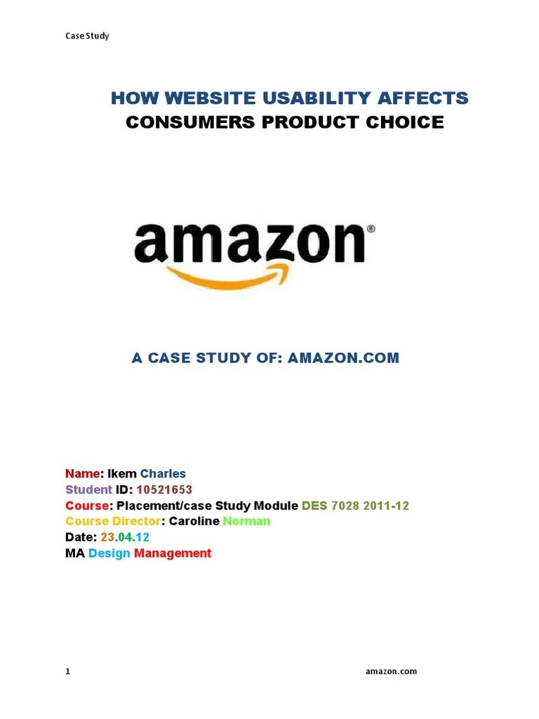 Amazon Case Study PDF Usability Cognitive Science
