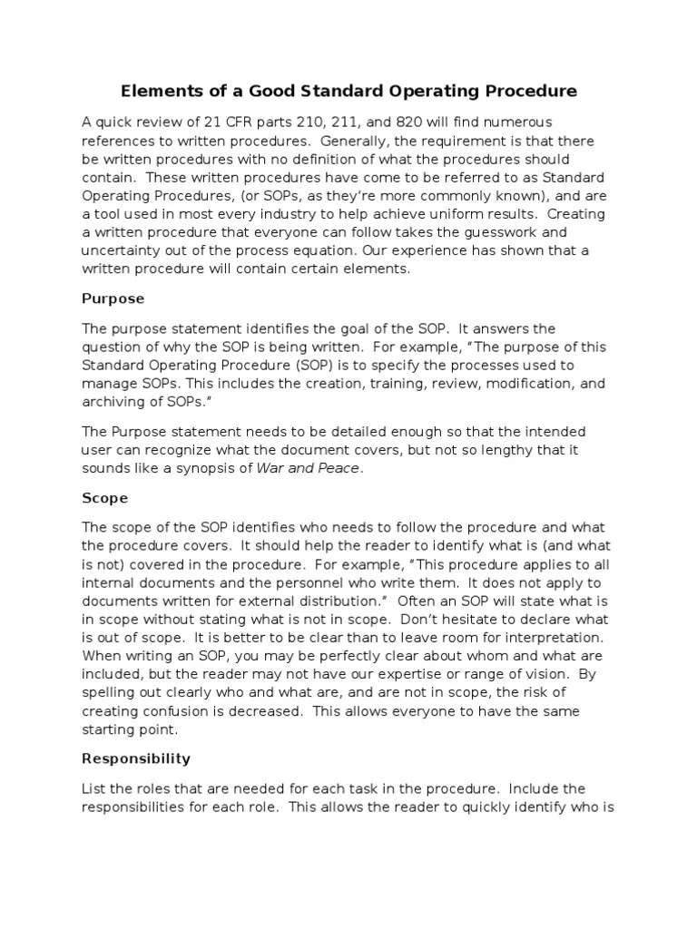 Elements of A Good SOP Scope Science) Business