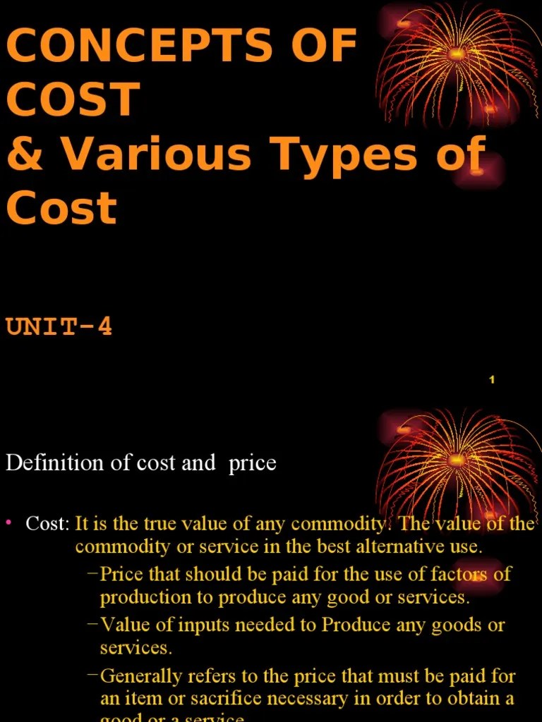 Concepts of Cost & Various Types of Cost UNIT4 PDF Marginal Cost