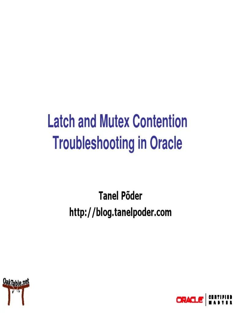 Oracle Latch and Mutex Contention Troubleshooting PDF PDF