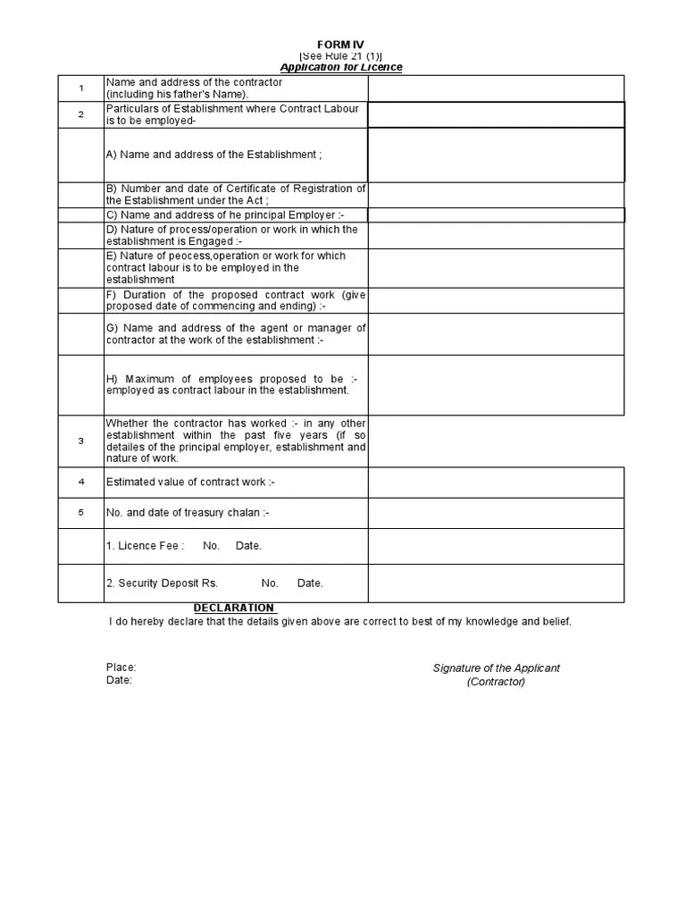 04Application Form Labour License PDF Employment Civil Law (Legal System)