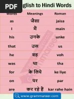 First 100 High Frequency Words In Hindi - Hindi Language Blog | Pdf | Languages Of India