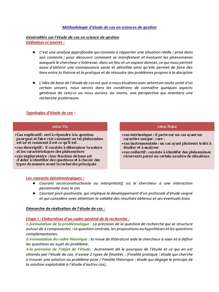Résumé Methodologie D&rsquo;étude de Cas | PDF | Théorie | Science