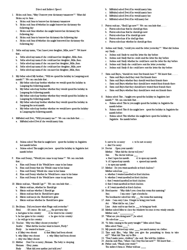 Direct and Indirect Speech | PDF