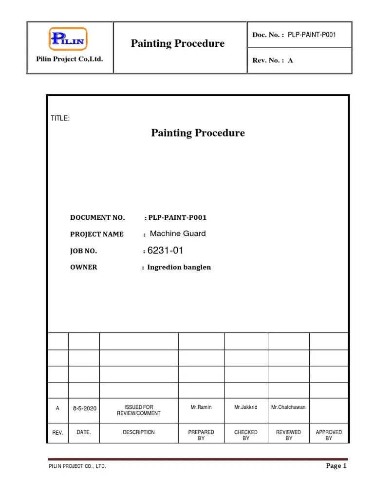 Painting Procedure Doc. No. PLPPAINTP001 PDF Paint Metals