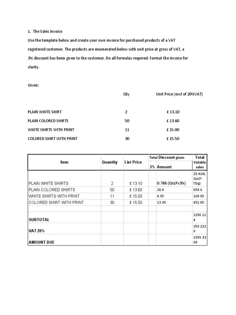 Item Quantity List Price Total Discount Given Total Vatable Sales 3 Amount PDF Value Added