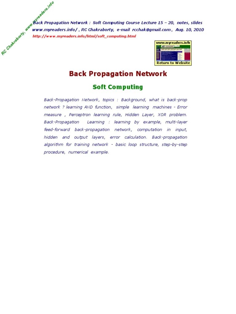 Back Propagation Network Soft Computing PDF