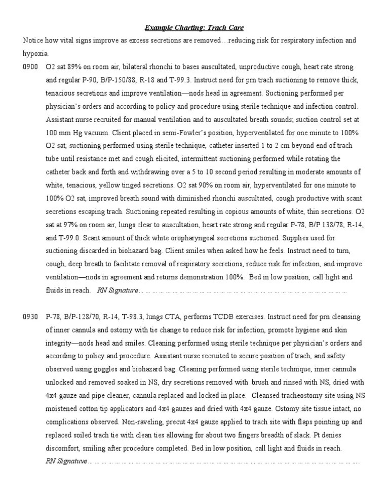 Sample Charting Trach Care
