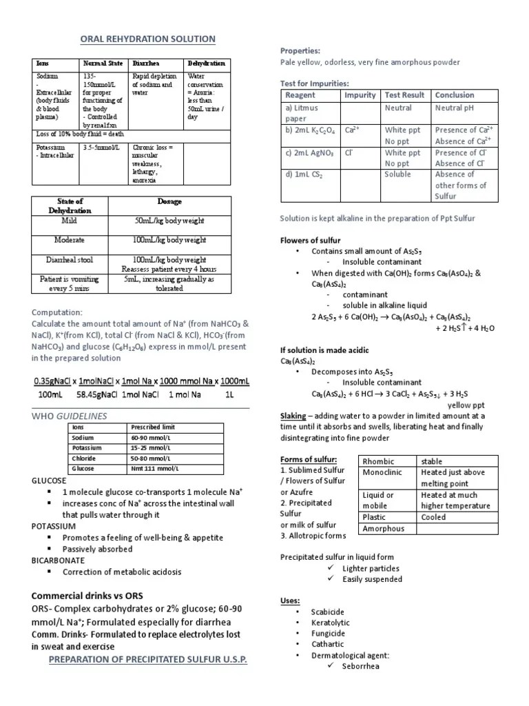 Oral Rehydration Solution Who Guidelines PDF Solubility Sodium