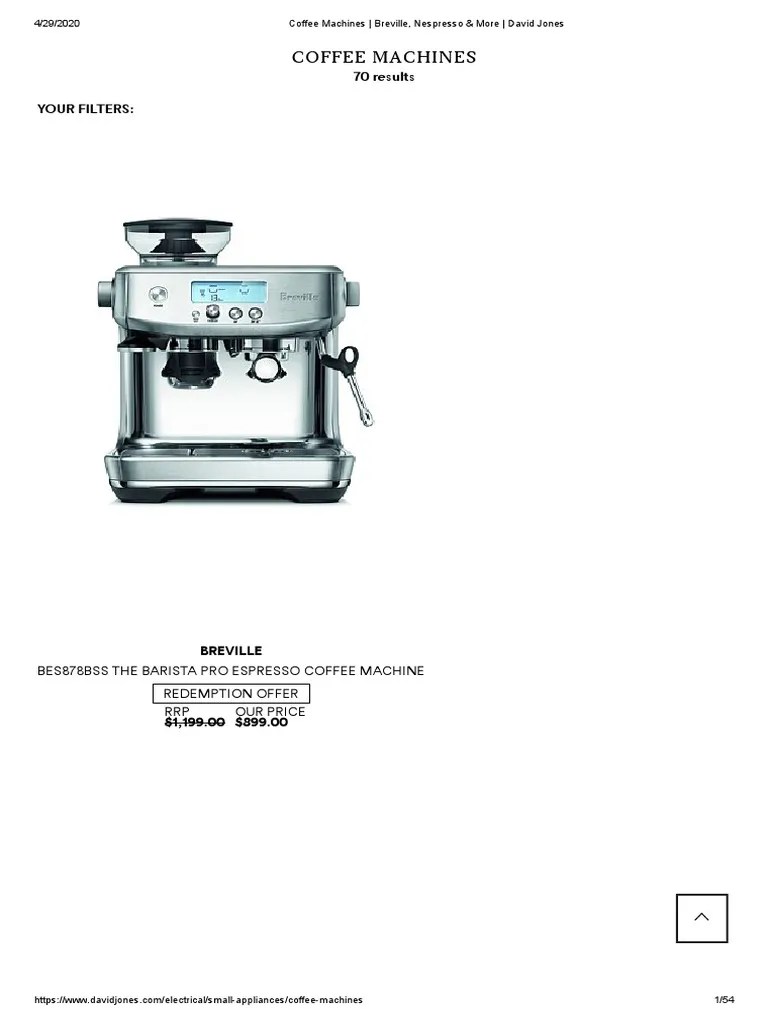 Coffee Machines Breville, Nespresso & More David Jones PDF