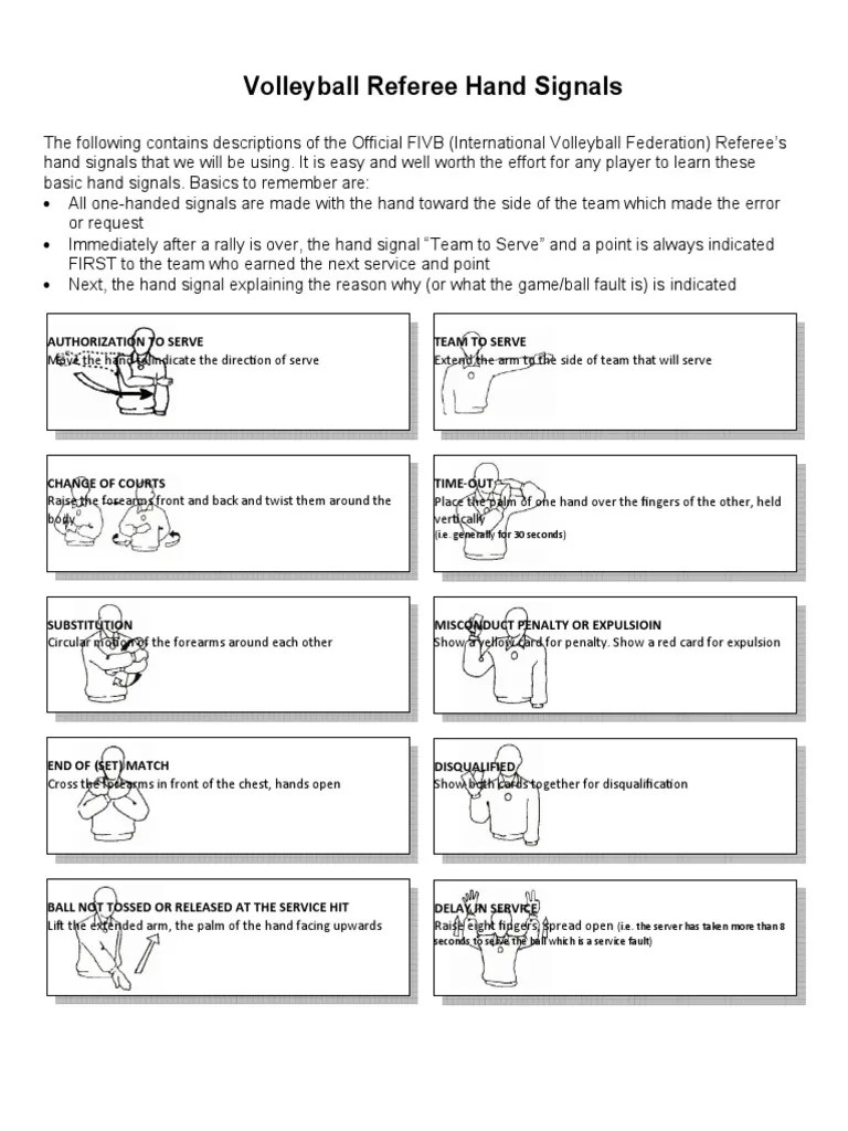 Volleyball Referee Hand Signals Authorization To Serve Team To Serve