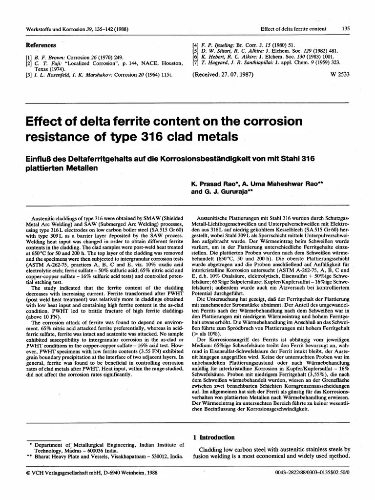 Delta Ferrite On Corrosion PDF