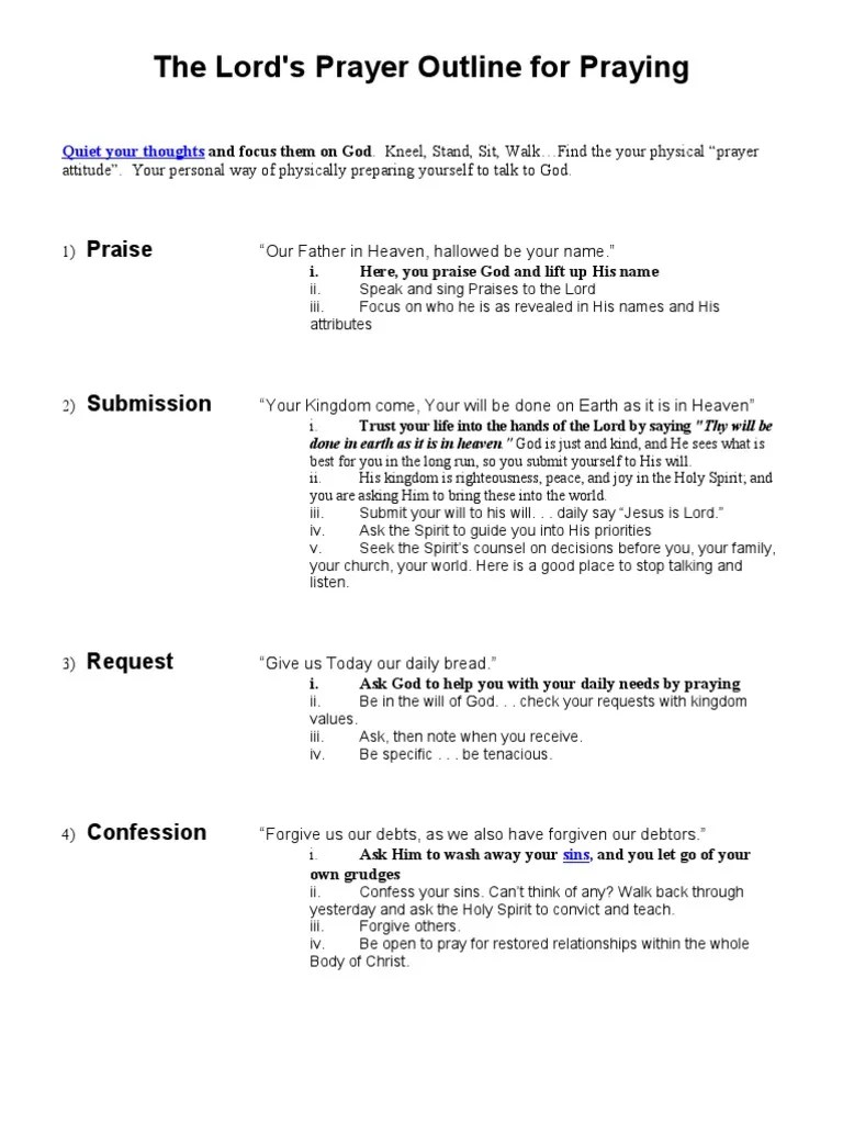 The Lord's Prayer Outline Lord's Prayer Armor Of God