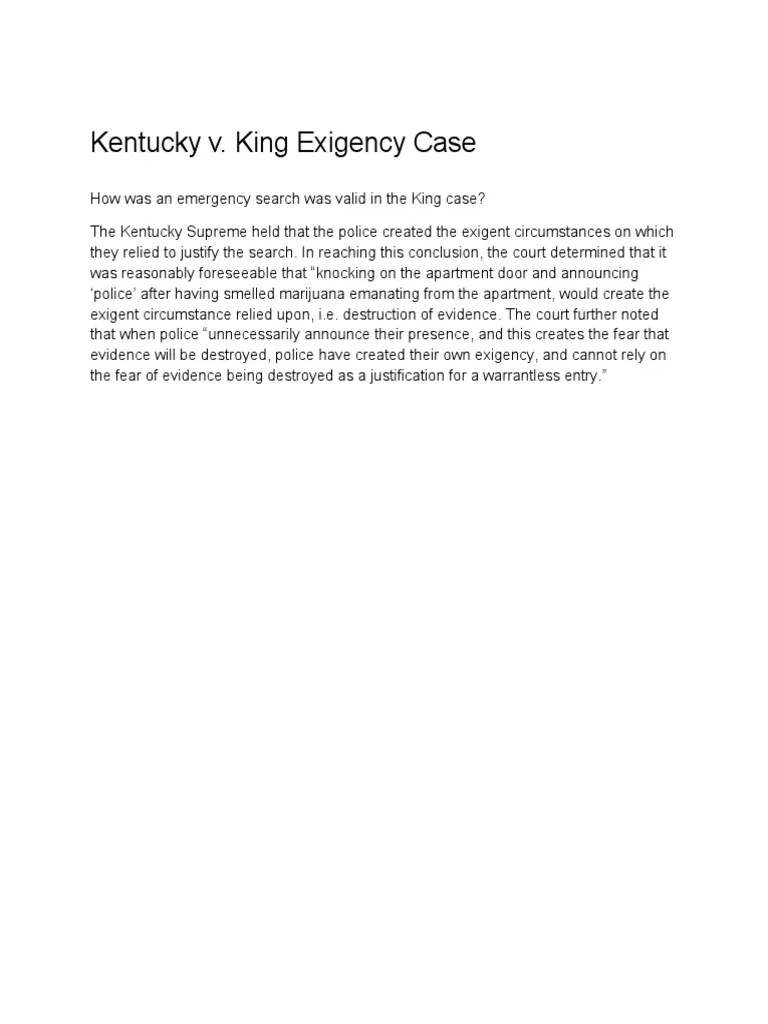 Kentucky v. King Exigency Case PDF