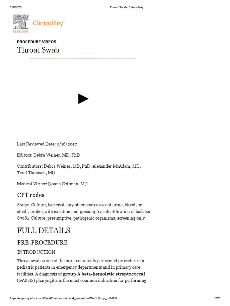 Throat Swab CPT Codes PDF Streptococcus Medical Specialties