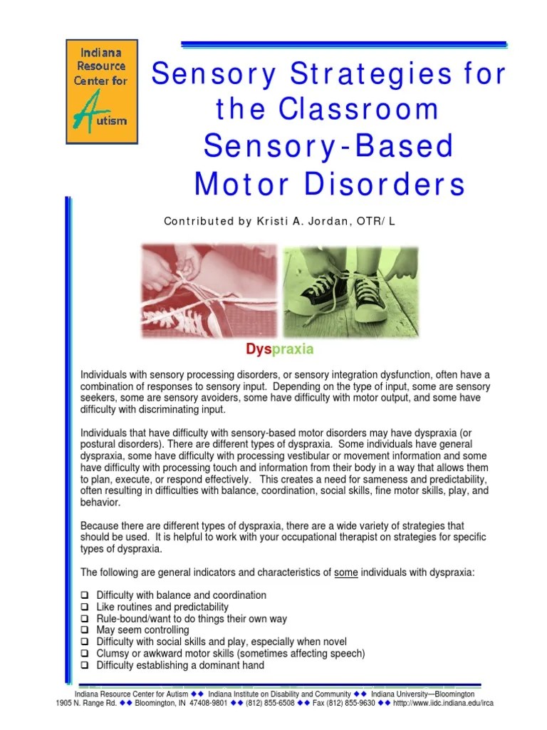 SensoryBased Motor Disorders Sensory Strategies For The Classroom