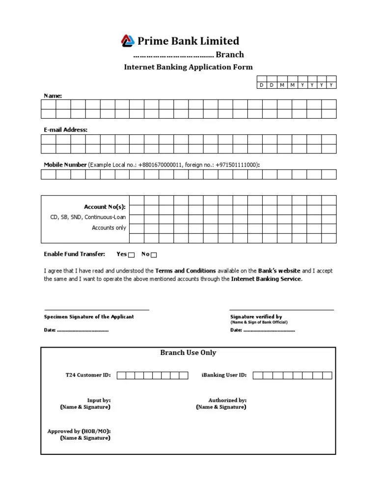 Banking Application Form PDF PDF