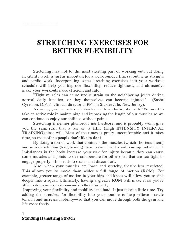 Stretching Exercises For Better Flexibility Open Navigation Menu PDF
