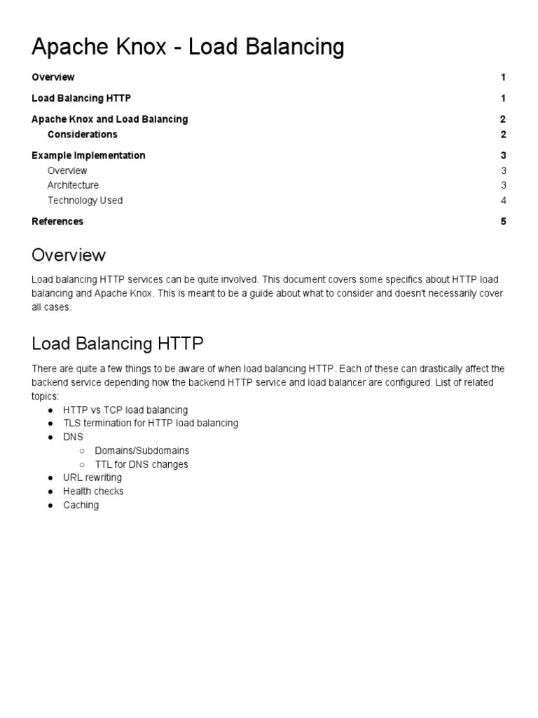 Apache Knox Load Balancing PDF Load Balancing Hypertext Transfer Protocol