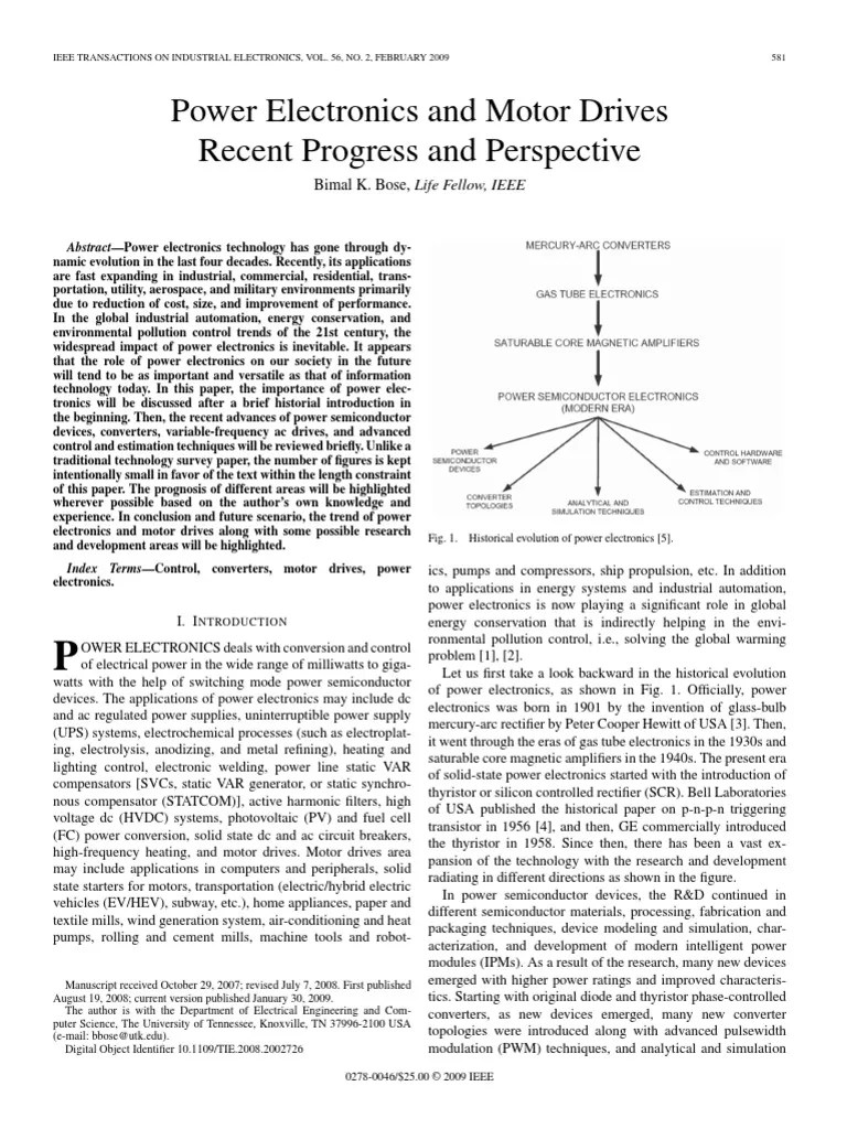 P16. Power Electronics and Motor Drives Recent Progress and Perspective PDF Field Effect