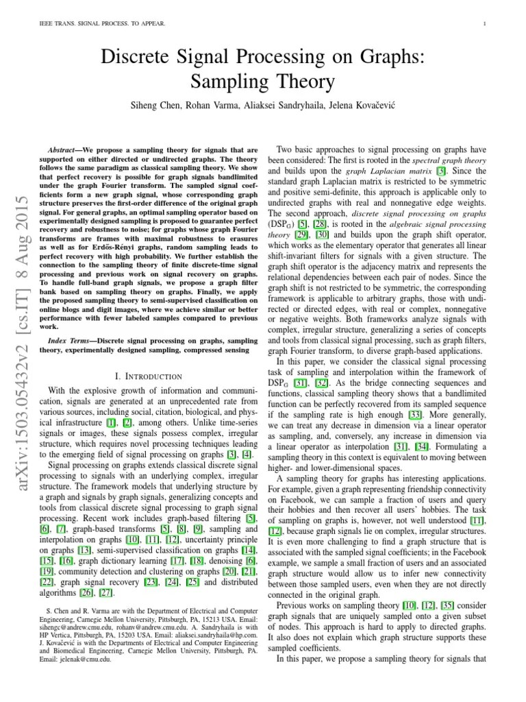 Discrete Signal Processing on Graphs A Theoretical Framework for