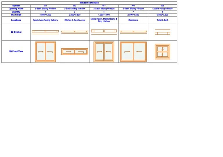 Window Schedule Sample in ArchiCad PDF