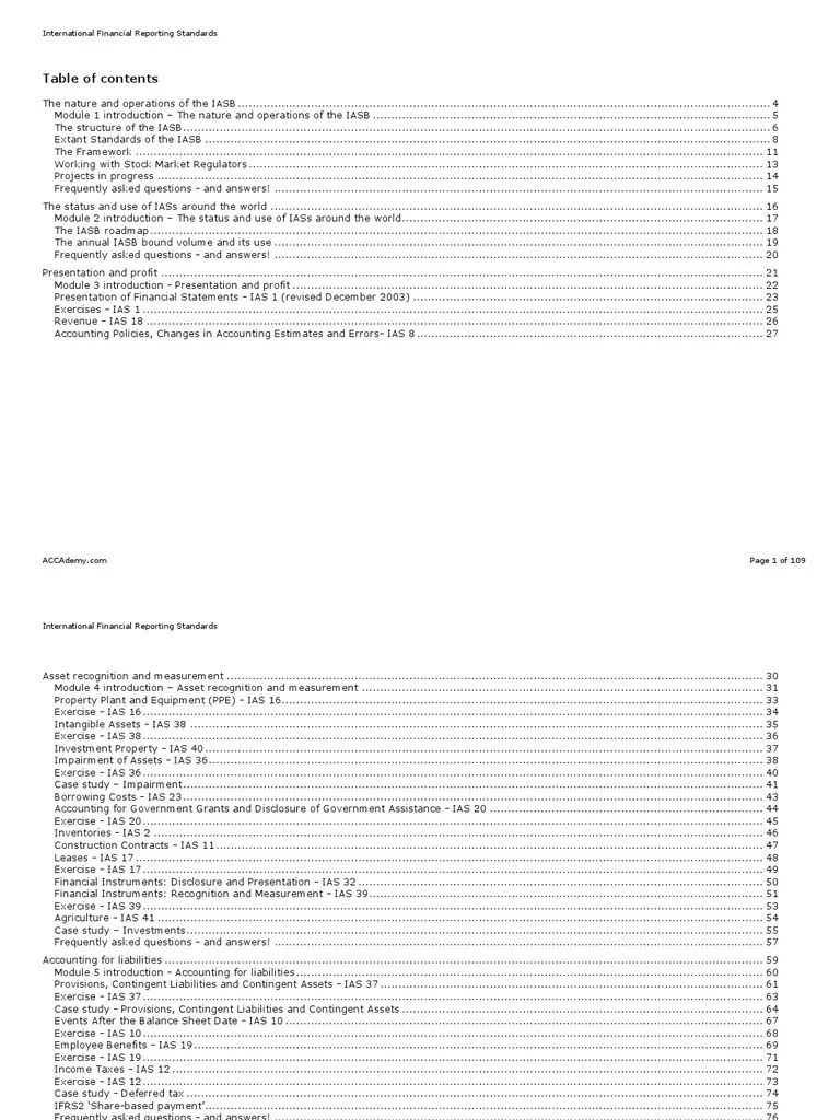 ACCA IFRS International Financial Reporting Standards