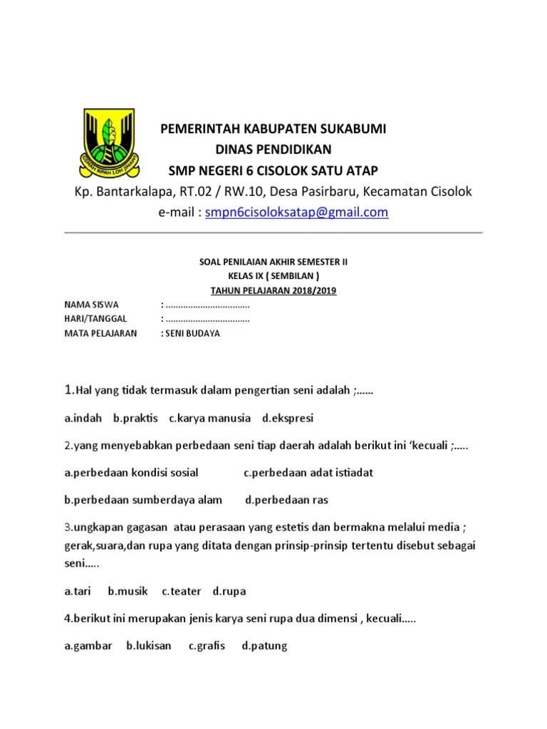 S0AL PRAKTEK SBK KLS 9 2018 Baru | PDF