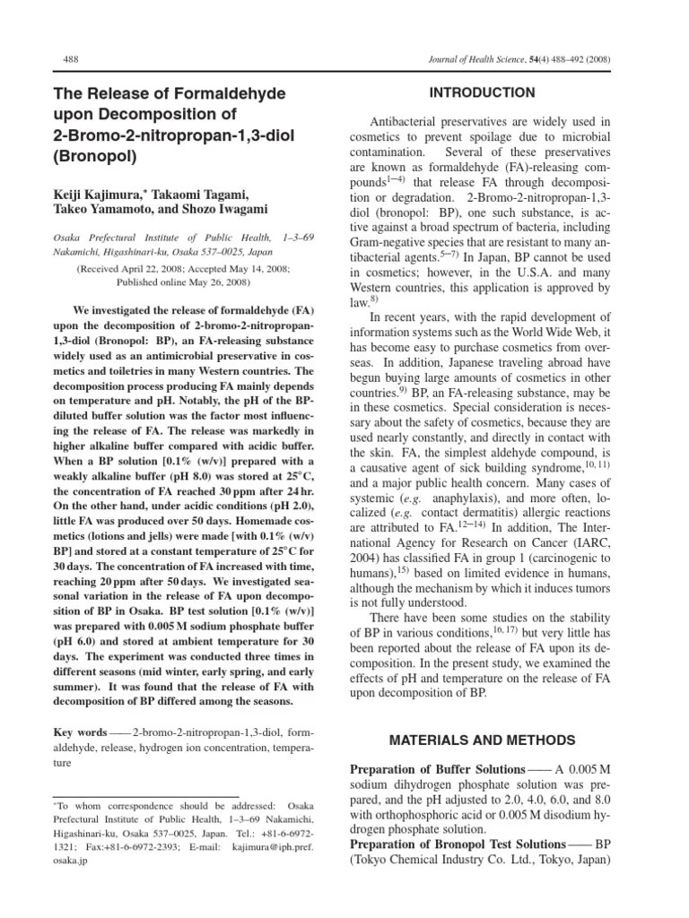 The Release of Formaldehyde Upon of 2bromo23000 PDF PDF