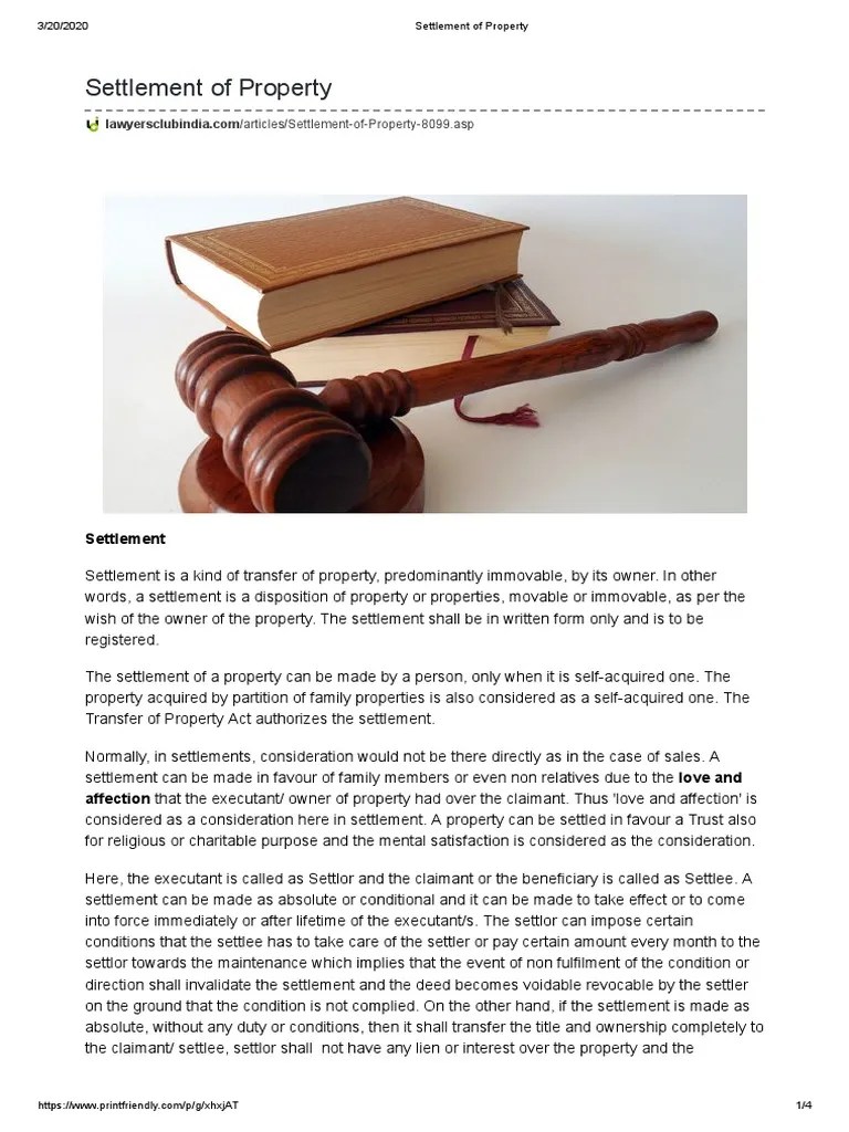 Settlement of Property PDF Deed Trust Law