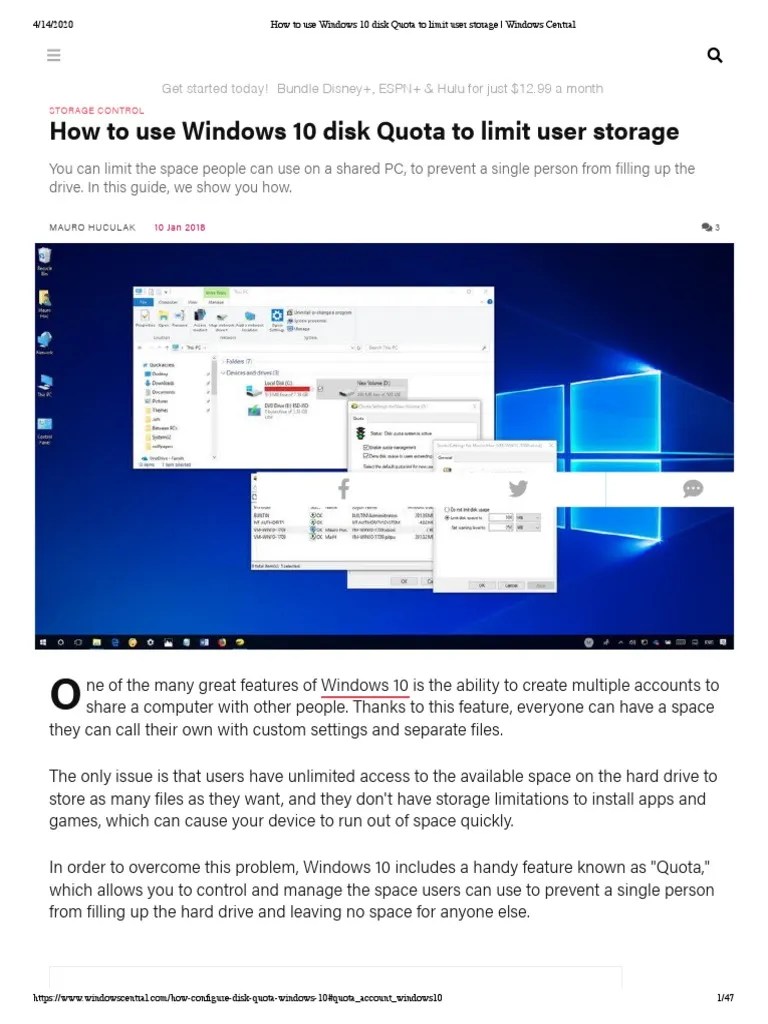 How To Use Windows 10 Disk Quota To Limit User Storage Windows