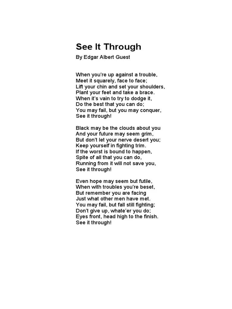Poem See It Through PDF PDF