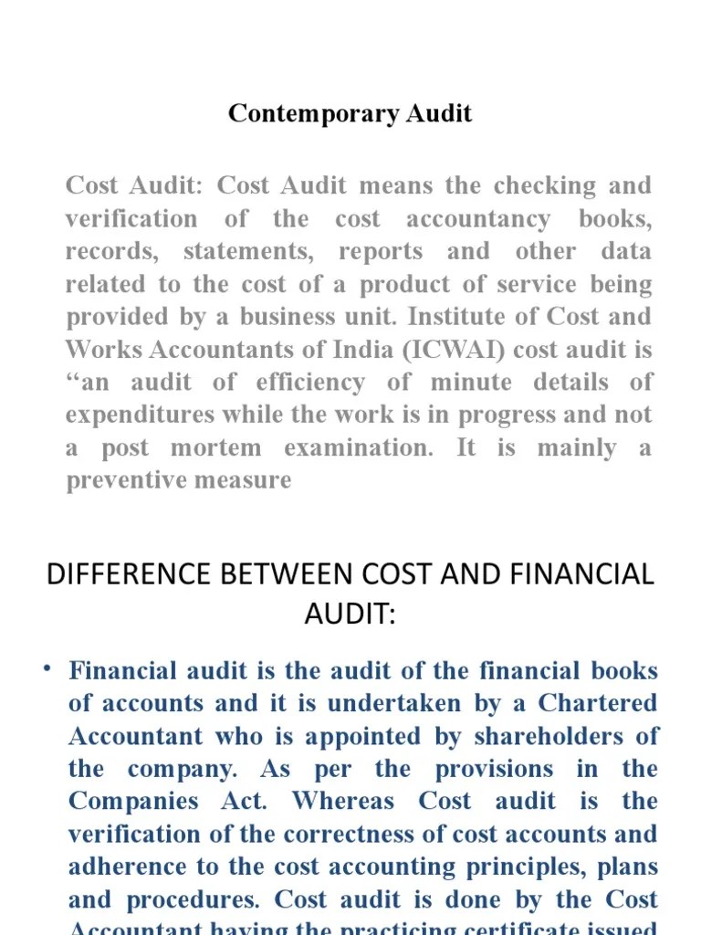 An Overview of Different Types of Audits Cost Audit, Financial Audit
