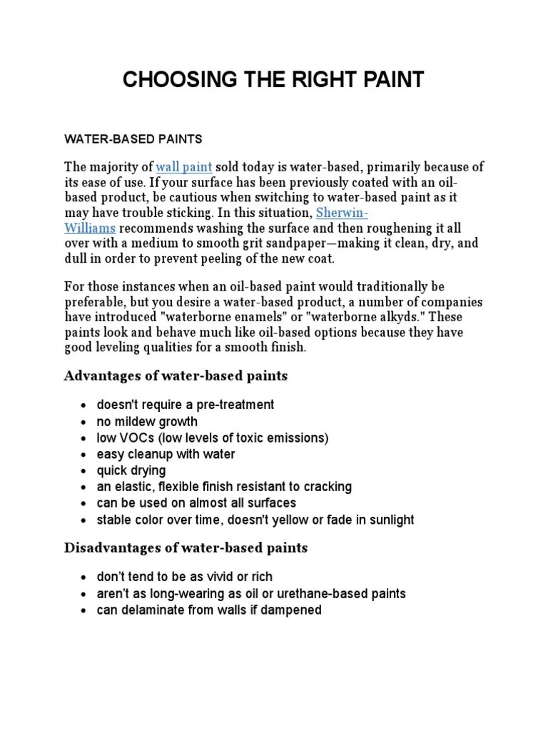 Choosing The Right Paint PDF Paint Art Media