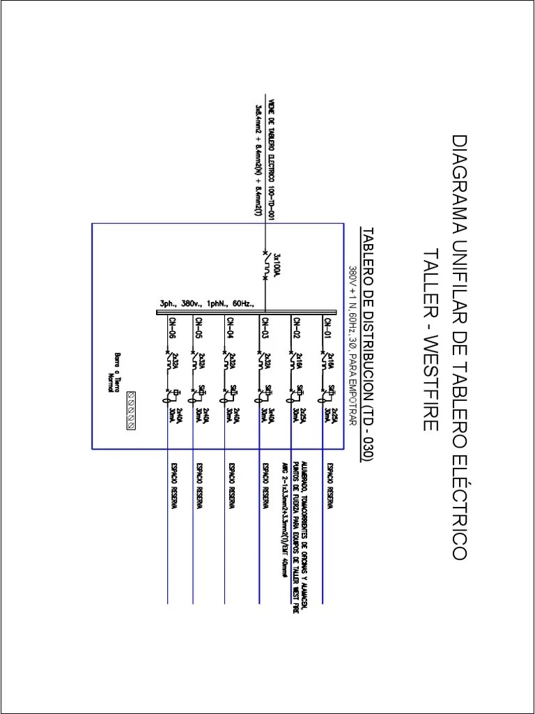 Diagrama Unifilar - Tablero Electrico Taller Westfire PDF | PDF
